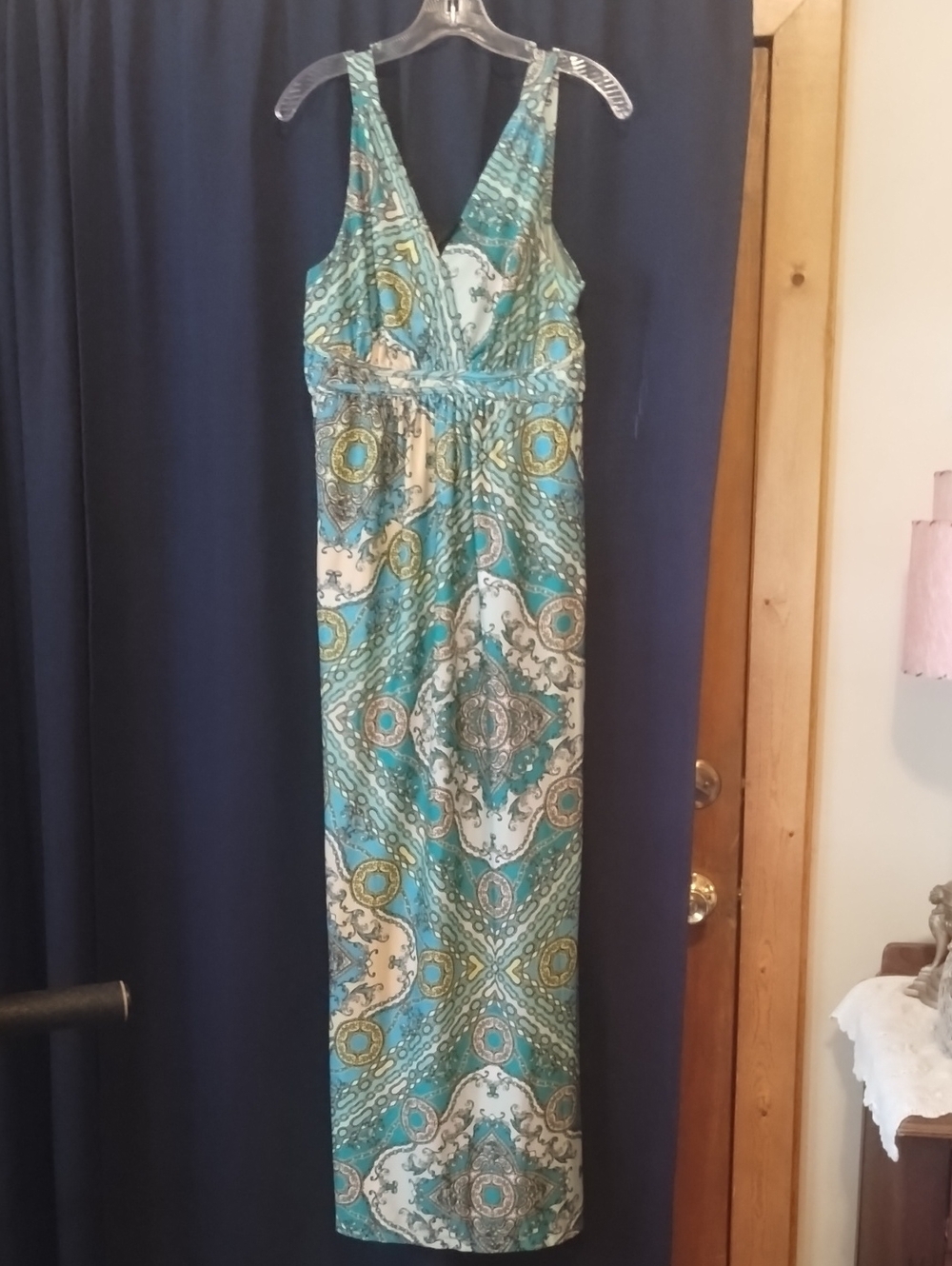 Metaphor Teal and Cream Paisley Maxi Dress